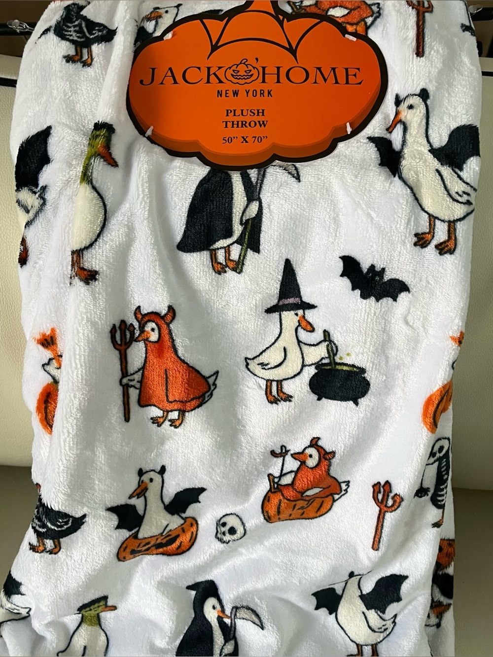 Jack O Home Halloween Silly Goose Plush Throw Blanket 50x70 Spooky